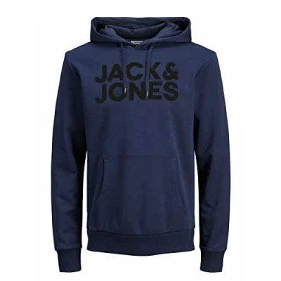 Afbeelding van JACK &amp; JONES Jjecorp Logo Noos Hoodie voor heren (1 stuk), Marineblauw/zwart bedrukt