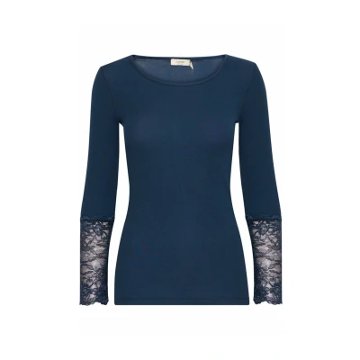 Afbeelding van Fransa Hizamond Longsleeve, Dames, Maat: Large, Dark peacoat