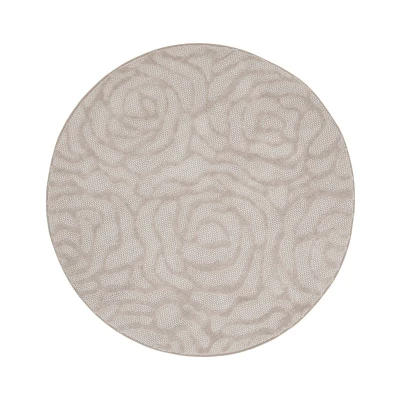 Afbeelding van Rond Vloerkleed Bloemen Elevé Pétale Taupe 160 Cm