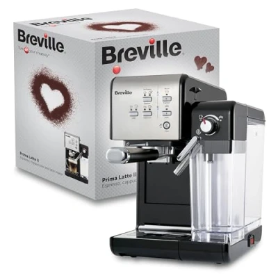 Afbeelding van Breville Prima latte II Espresso, en cappuccino koffiezetapparaat, 19 bar professionele pomp melkopschuimer, zilver [VCF108X]