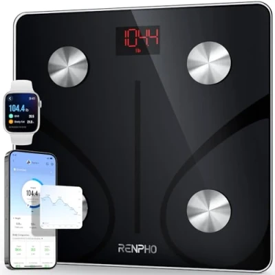 Image de RENPHO Pèse Personne Impédancemètre, Balance Connectée Bluetooth Électronique Digital Balance, Impedancemetre avec 13 Données Corporelles (BMI/Graisse Corporelle/Masse, Marron Osseuse/BMR/Muscle/Eau)