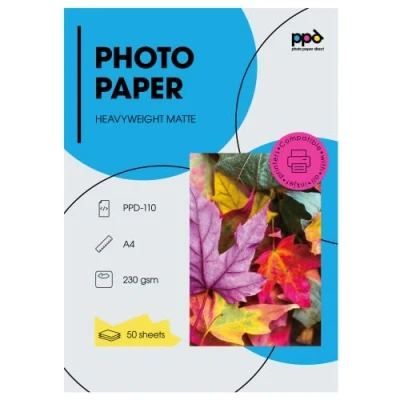 Afbeelding van PPD 50 vellen x A4 fotopapier, mat, gecoat papier, high definition inkjet, sterk gewicht 230 g, artistieke fotokwaliteit 110