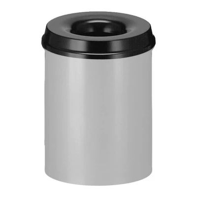 Afbeelding van Papierbak vlamdovend 15ltr aluminium/zwart