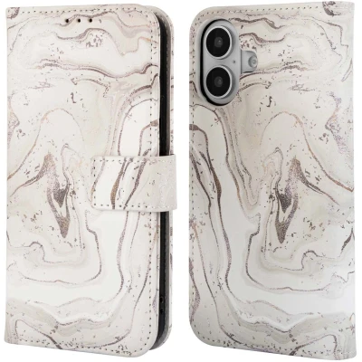 Afbeelding van imoshion Hoesje Geschikt voor iPhone 16 Design Bookcase smartphone Sandy Marble
