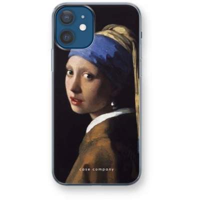 Afbeelding van Case Company® hoesje geschikt voor iPhone 12 The Pearl Earring Soft Cover Telefoonhoesje Bescherming aan alle Kanten en Schermrand