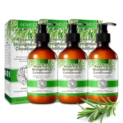 Afbeelding van P Beauty Set van 3 milde rozemarijn conditioner voor beschadigd en droog haar, haargroei hoofdhuidverzorging, rozemarijnmunt, verzorging de huid