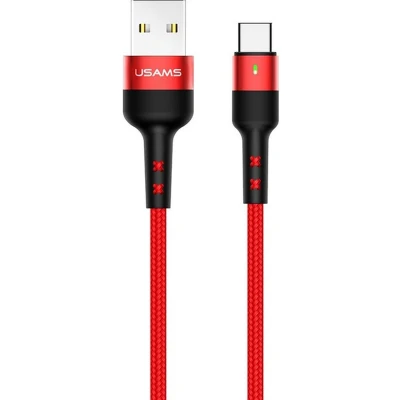 Afbeelding van Usams Gevlochten USB C Kabel (100cm) Rood