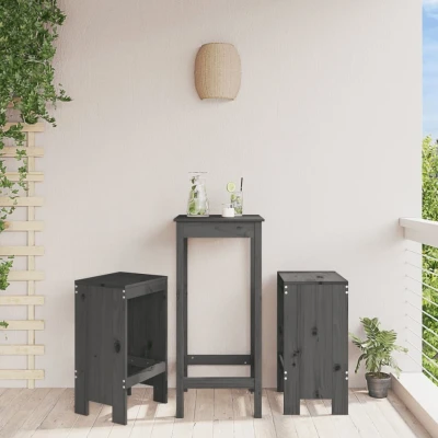 Afbeelding van Barkrukken 2 st 40x36x75 cm massief grenenhout grijs