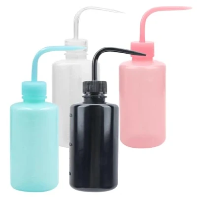 Afbeelding van Zachte flessen van kunststof, 4 stuks, knijpfles, fles voor planten, 250 ml, laboratoriumwasfles, onze laboratoria, tattoo was (4 kleuren)