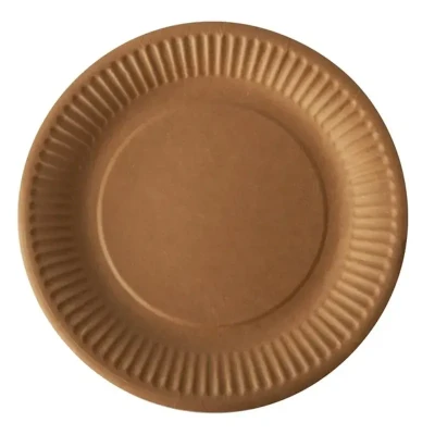 Afbeelding van Kartonnen Servies Borden Bruin Karton Rond &quot;Pure&quot; Ø 190mm
