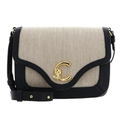 Afbeelding van COCCINELLE Schoudertas C Me Canvas Handbag Natural / Noir Zwart