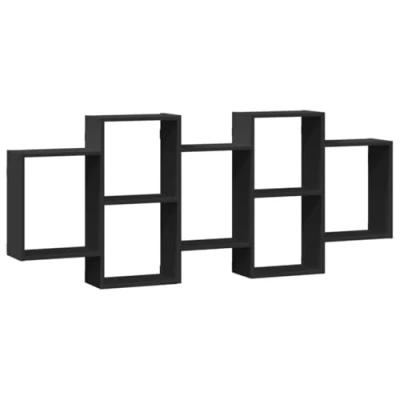 Afbeelding van vidaXL Wandschap 159x18x65 cm bewerkt hout zwart