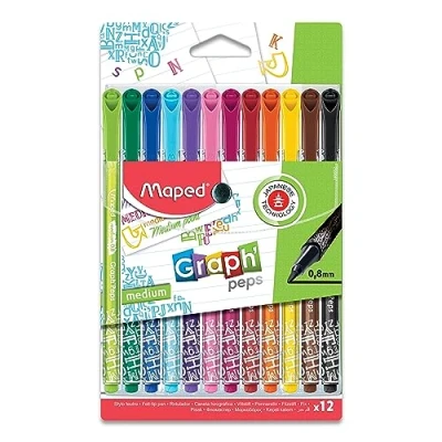 Afbeelding van Maped Graph&amp;Rsquo;Peps Fijnlijners 12 Kleuren 0.8 Mm