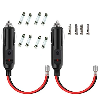Afbeelding van GTIWUNG 2 stuks sigarettenaansteker stroomkabel, 16 AWG, 15 A/10 A, stekker, autolader, stroomkabel met kabel voor auto, backup/luchtpomp/elektrische cup
