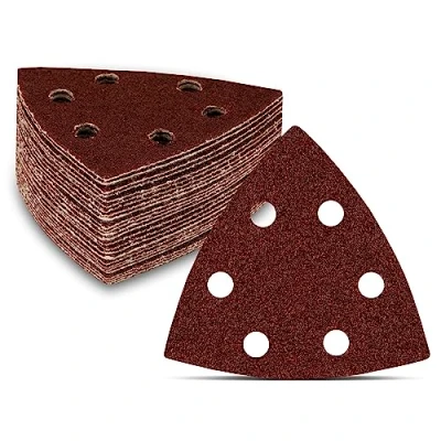 Afbeelding van FD Workstuff Delta Schuurdriehoek, 50 stuks, 6 gaten, 93 x mm, korrel 40, voor deltaschuurmachines, schuurbladen, driehoekige schuurpads, schuurpapier