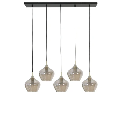 Afbeelding van Rakel hanglamp 5L 104cm antiek brons/smoke