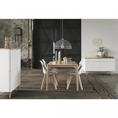 Afbeelding van Rune dressoir 140 cm eikenhout naturel/wit