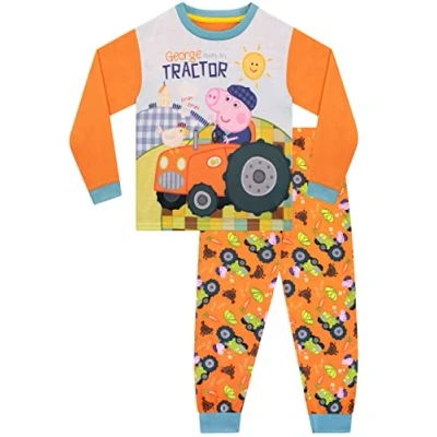 Afbeelding van Peppa Pig George pyjama voor jongens, pyjamaset met lange mouwen kinderen, Oranje