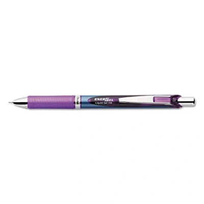 Afbeelding van Pentel EnerGel BLN75 VX vloeibare gel inkt rollerball met drukmechanisme en naaldpunt, kogeldiameter 0,5 mm = 0,25 mm, paars