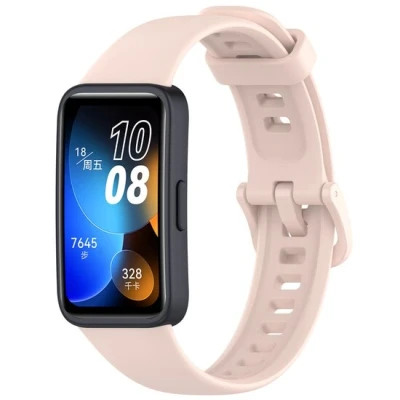 Afbeelding van Siliconen bandje met gesp Lichtroze Huawei Band 10 / 9 8