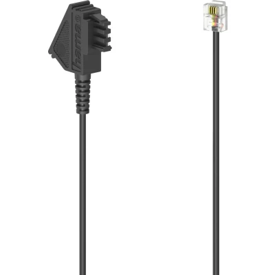 Afbeelding van Hama Telefoon (analoog) Aansluitkabel [1x Telefoonstekker Duitsland (TAE F) 1x RJ11 stekker 6p4c] 3 m Zwart