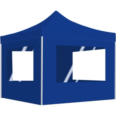 Afbeelding van Partytent inklapbaar met wanden 2x2 m aluminium blauw