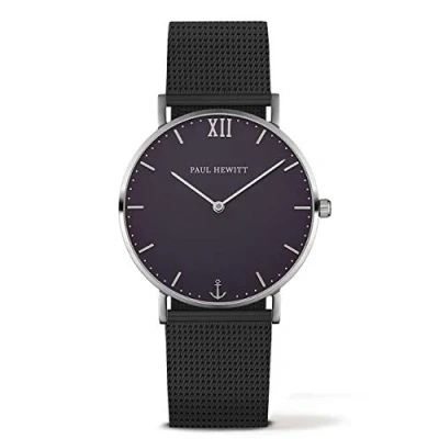 Afbeelding van Paul Hewitt Sailor Line Silver Blue Lagoon Metal PH SA S ST B 5M Horloge Leer Zwart Ø 39 mm