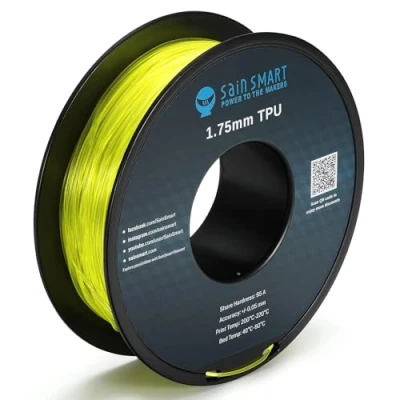 Image de SainSmart Yellow Flexible TPU 3D Printing Filament, 1.75 mm, 0.8 kg, Dimensional Accuracy +/ 0.05 mm