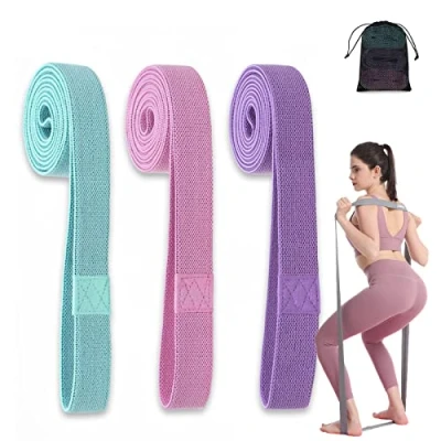 Afbeelding van fitnessbanden, weerstandsbanden, lang, stof, set van 3, antislip pull up 3 weerstandsniveaus, optrekband