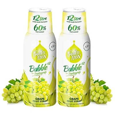 Image de 2 x FruttaMax Concentré de sirop fruits Moins sucre avec 60% convient pour machine à soda (2 500 ml) Grain raisin)