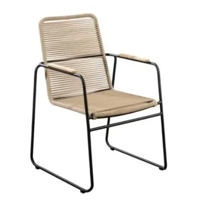Afbeelding van Wasabi stackable dining chair alu black/rope natural Yoi