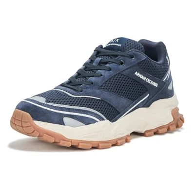 Afbeelding van Armani Exchange LACE UP Sneakers laag, Heren, Maat: 45, Navy Leer en textiel