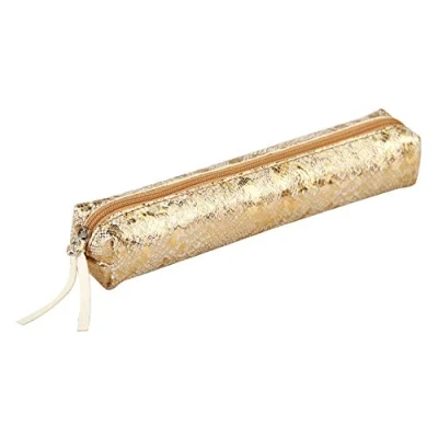 Afbeelding van Clairefontaine 410021C klein etui, smal, hemels, 19,5 x 2,5 4 cm, van echt lamsleer, lazer, goud