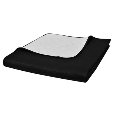 Afbeelding van Bedsprei gewatteerd dubbelzijdig 230x260 cm zwart/wit