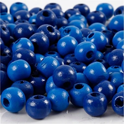 Afbeelding van Houten kralen, d: 8 mm, gatgrootte 2 blauw, 15gr, circa 80 stuk