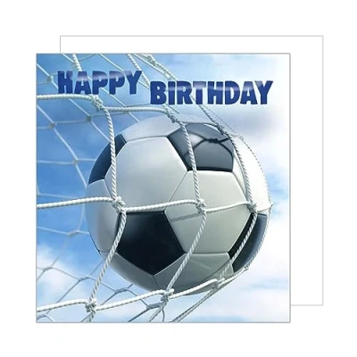 Afbeelding van Edition Seidel GQ116 Hoogwaardige vierkante verjaardagskaart met envelop, voetbalmotief voor heren, dames, tieners, kinderen