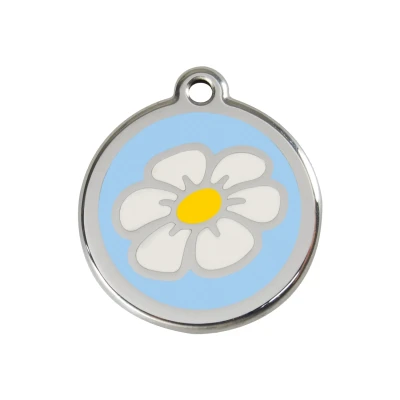 Afbeelding van Daisy Flower Light Blue roestvrijstalen hondenpenning medium/gemiddeld dia. 3 cm RedDingo