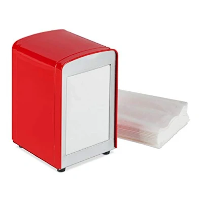 Afbeelding van Relaxdays 10025508_47, rode tafeldispenser, vintage retro restaurant handdoekhouder (h x b d): 15 9,5 11 cm