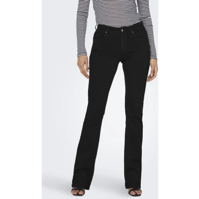 Afbeelding van Only Jeans Onlblush Mid Flared Dnm Rea2343 Noo 15324908 Black Denim Dames Maat W25 X L34