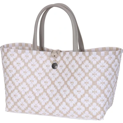Afbeelding van Handed By Mini Motif Shopper / Handtas beige &amp; wit