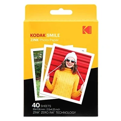 Afbeelding van Kodak Hoogwaardig fotopapier met zink print 3,5 x 4,25 inch (40 vellen) compatibel Smile Classic camera