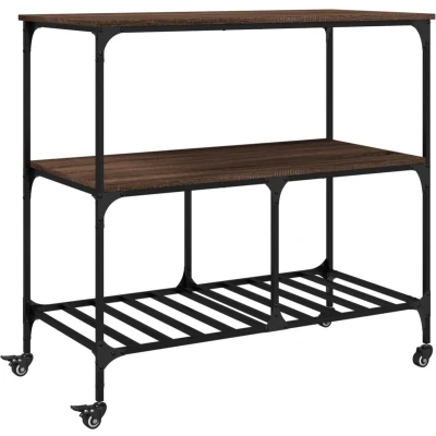 Afbeelding van Keukentrolley 100x50x95 cm bewerkt hout bruin eikenkleurig
