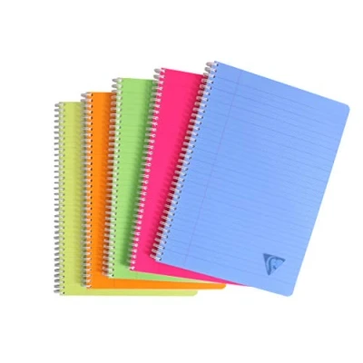 Afbeelding van Clairefontaine 328145C Collection Linicolor Fresh notitieboek, spiraalbinding, A4, 21 x 29,7 cm, 100 pagina&#039;s, gelinieerd, met rand, wit papier, 90 g, omslag van polypropyleen, transparant, willekeurige kleurkeuze