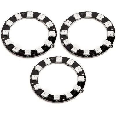 Afbeelding van AZDelivery 3 x 5V RGB LED Ring WS2812B 12 Bit Neopixel 50mm compatibel met Arduino Inclusief E Book!