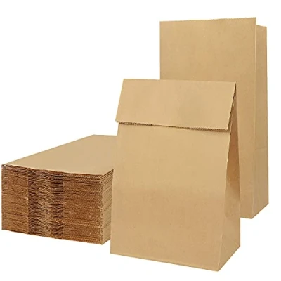 Afbeelding van 100 stuks bruine papieren zakken, kleine zakjes van kraftpapier, verjaardag, snoepzakjes, lunch, broodje, om mee te nemen, voedselzakken, kraftpapieren zakjes, voor feestjes