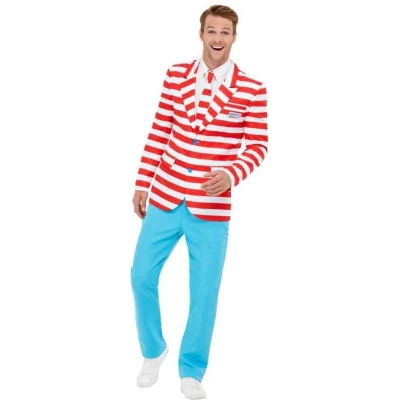 Afbeelding van Smiffy&#039;s Where&#039;s Wally Kostuum Zoekplaatje Waar Is Man Blauw, Rood Medium Carnavalskleding Verkleedkleding