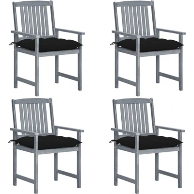 Afbeelding van vidaXL Tuinstoelen 4 st met kussens massief acaciahout grijs