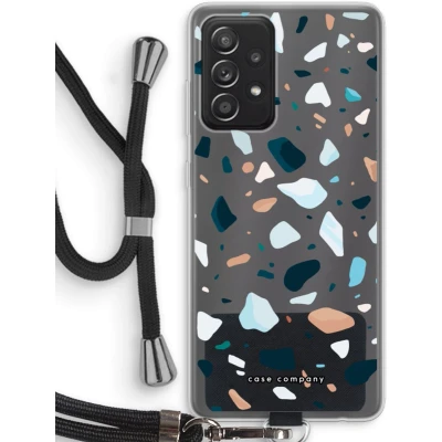 Afbeelding van Case Company® hoesje met Koord geschikt voor Samsung Galaxy A52s 5G Terrazzo N13 Telefoonhoesje Zwart Bescherming aan alle Kanten en Over de Schermrand