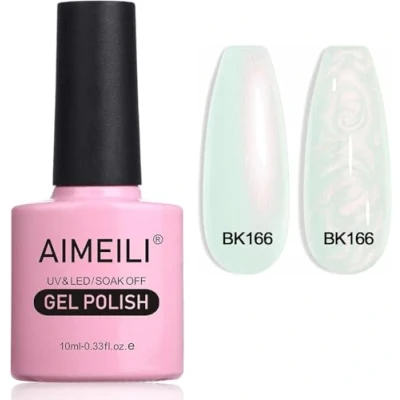Afbeelding van AIMEILI nagellak, semi permanent, glanzend, parelgel, parelmoer, met glitter, gel, UV, LED, soak off, 166, 10 ml, nagellak