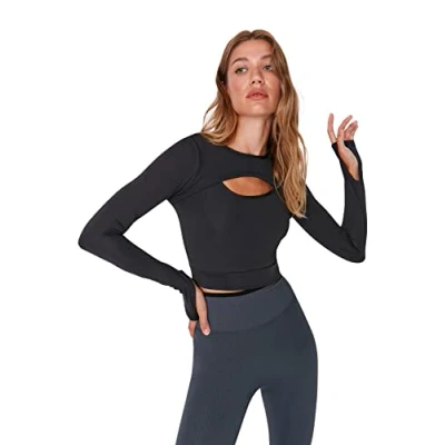 Afbeelding van Trendyol Bordeauxrode Crop Venster/Uitgesneden En Duimgat Gedetailleerde Gebreide Sporttop/Blouse Twoaw22Bz0481